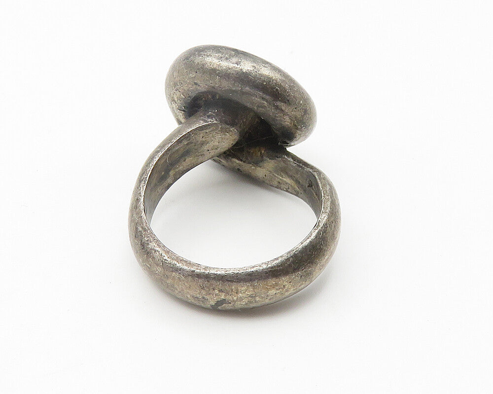 SPAIN 925 Sterling Silver  Vintage Dark Tone Sculpted Band Ring Sz 6  RG10693