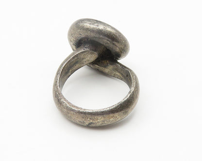 SPAIN 925 Sterling Silver  Vintage Dark Tone Sculpted Band Ring Sz 6  RG10693