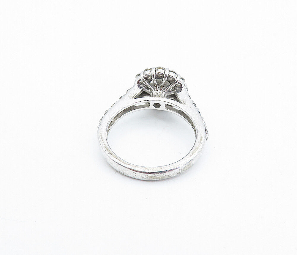 925 Sterling Silver  Cubic Zirconia Solitaire With Accents Ring Sz 6  RG3596