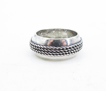 925 Sterling Silver  Vintage Rope Twist Detail Round Band Ring Sz 7  RG4999
