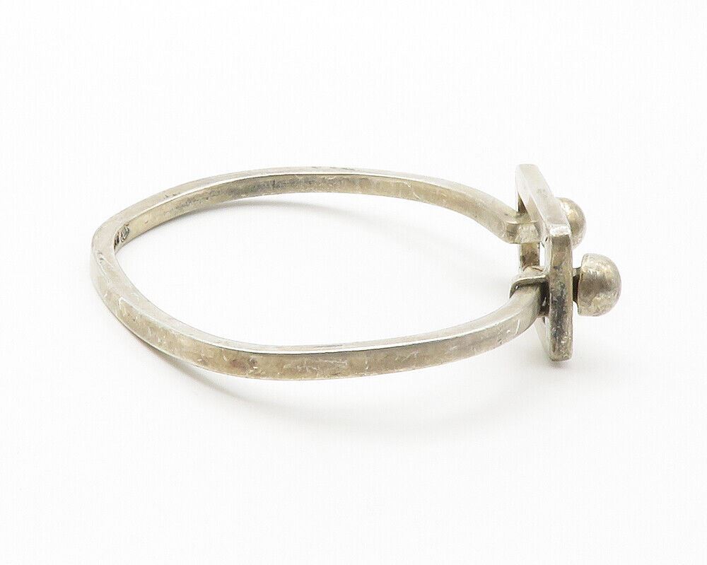 CARSI TAXCO 925 Silver  Vintage Smooth Open Square Hook Bangle Bracelet  BT5622