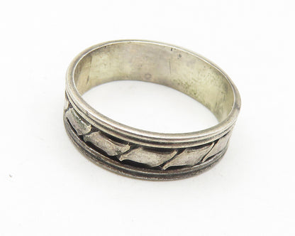 925 Sterling Silver  Vintage Dark Tone Pattern Petite Band Ring Sz 7  RG11265