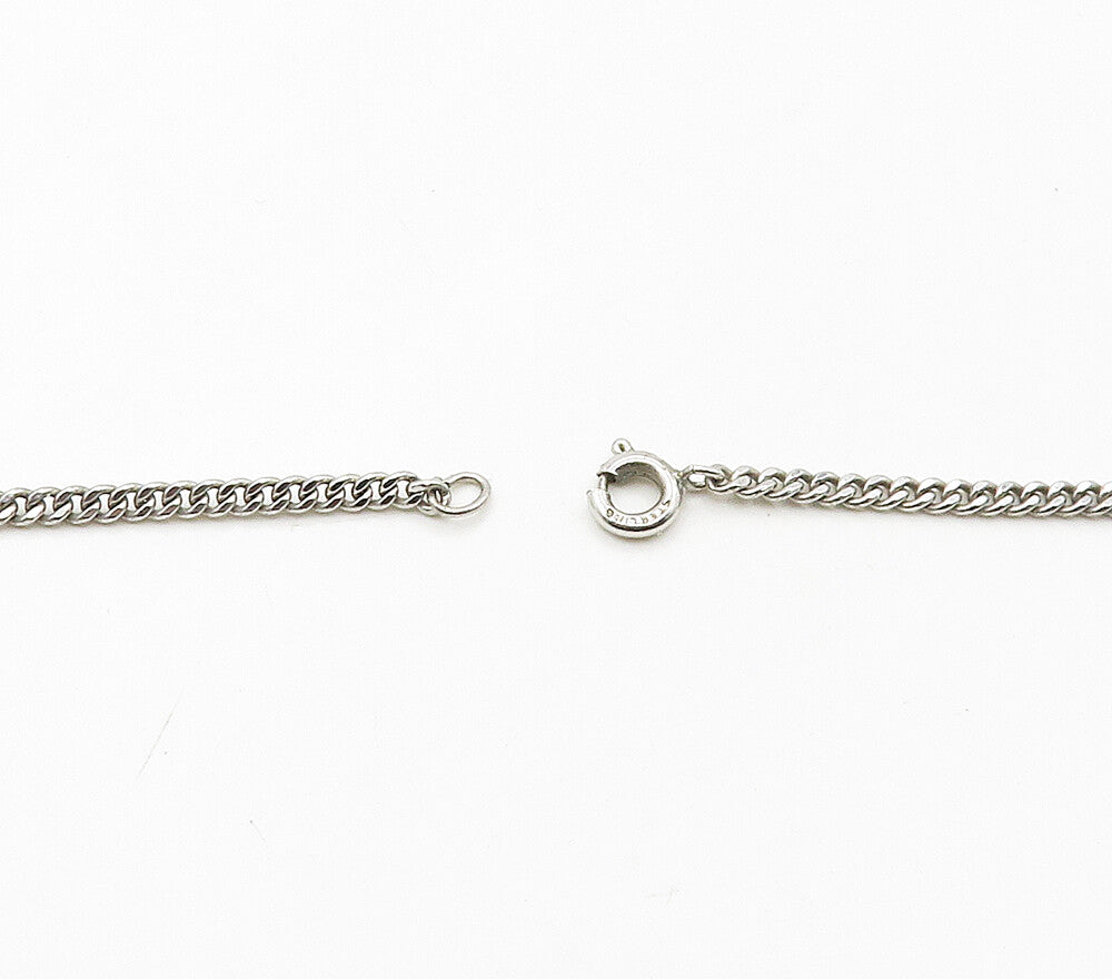 925 Sterling Silver  Vintage Sparkling Floral Ribbon Chain Necklace  NE2619