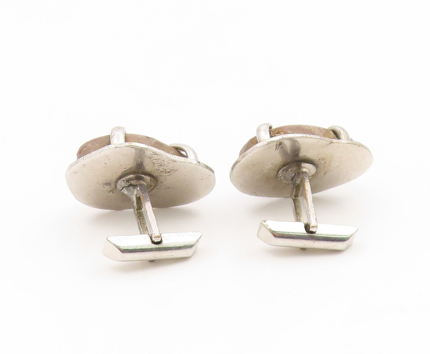 925 Sterling Silver Vintage Cufflinks JACOB OLDAK Cabochon Agate Gothic  TR4203