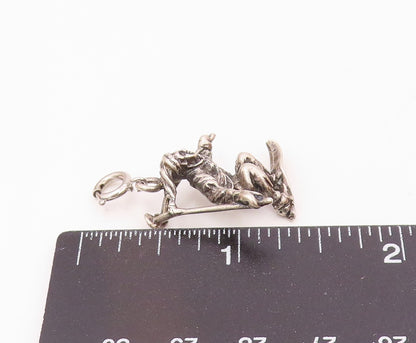 DANECRAFT 925 Sterling Silver  Vintage Skiing Man Sports Motif Pendant PT17722