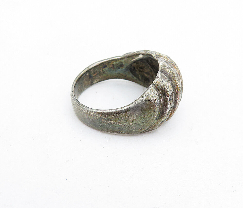 925 Sterling Silver  Vintage Oxidized Fluted Dome Petite Band Ring Sz 5 RG5746
