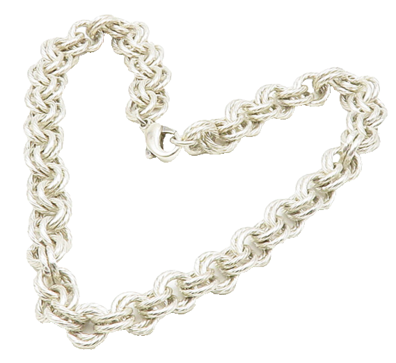925 Sterling Silver  Vintage Heavy Shiny Circle Link Chain Necklace  NE2845