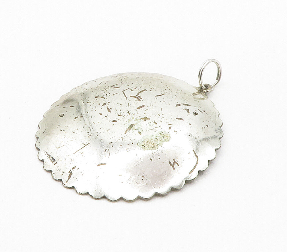 925 Sterling Silver  Vintage Sparkling MG Initials Round Drop Pendant  PT11697