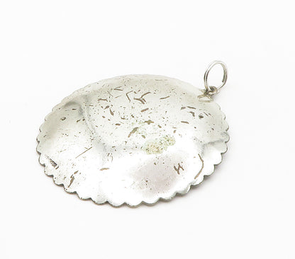 925 Sterling Silver  Vintage Sparkling MG Initials Round Drop Pendant  PT11697
