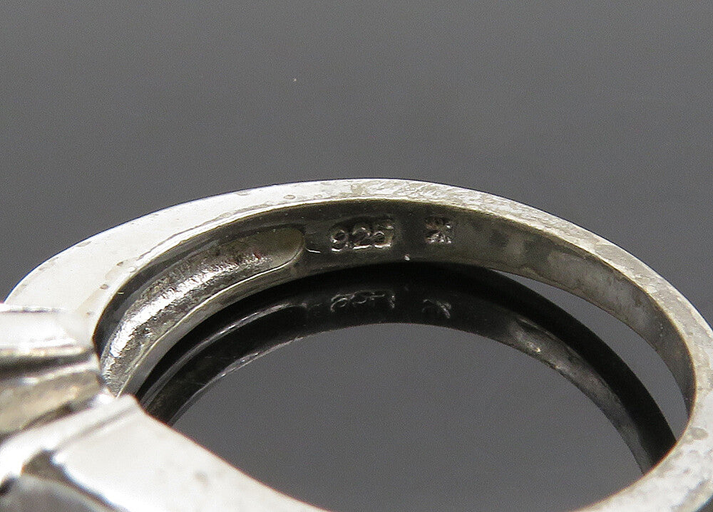 925 Sterling Silver  Vintage Cubic Zirconia Floral Band Ring Sz 6  RG19928