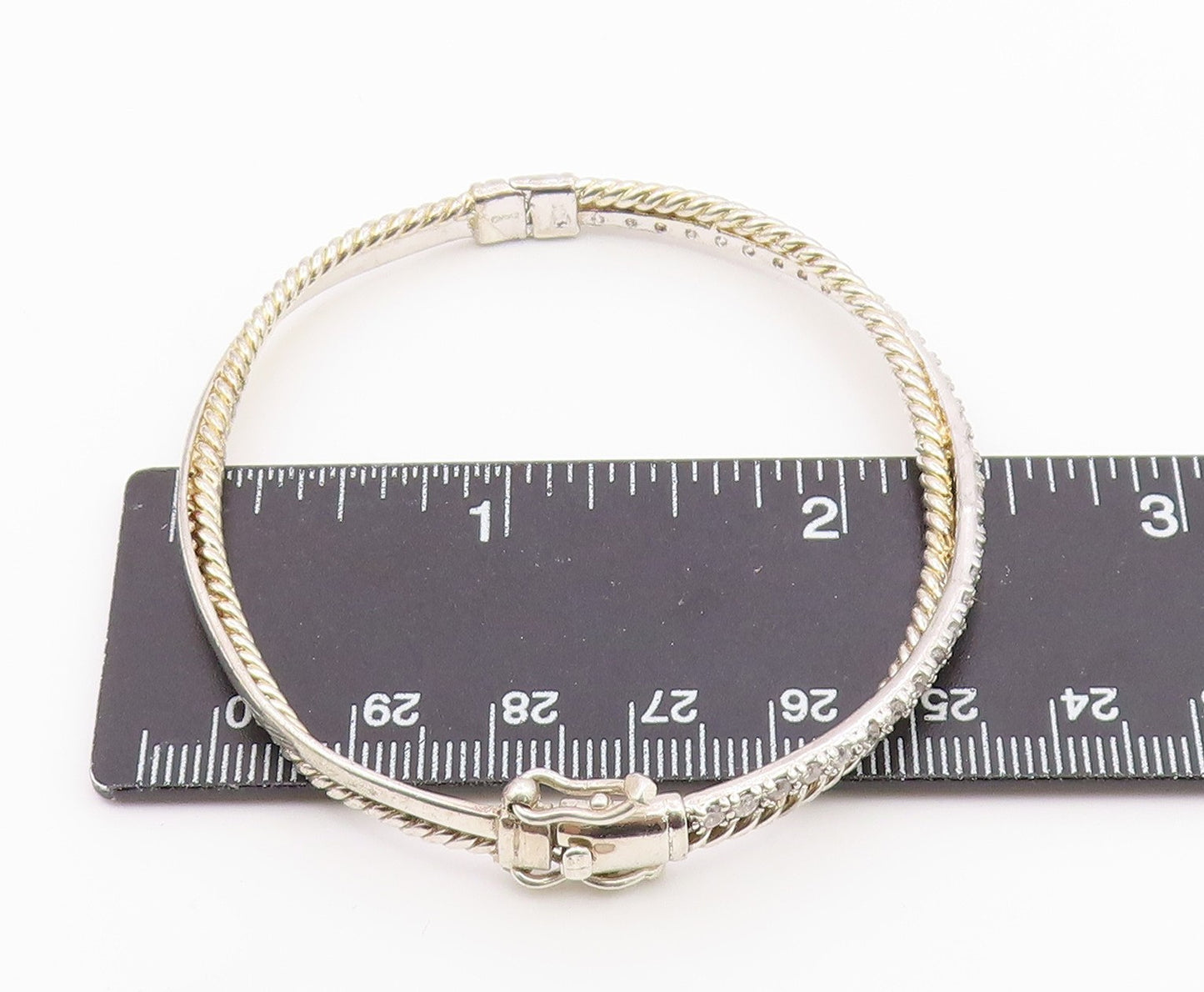 925 Sterling Silver  Vintage 2 Twisted Rope Round Sapphire Bracelet  BT9889