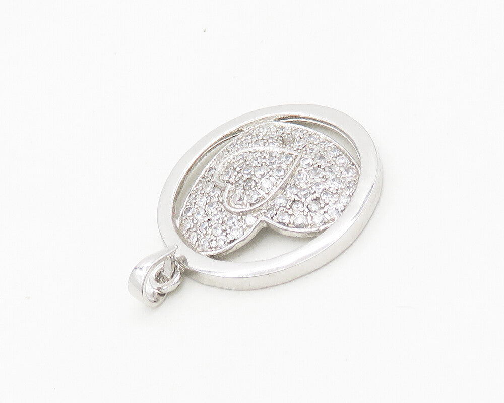 925 Sterling Silver  Cubic Zirconia Sparkling Love Heart Pendant  PT14614