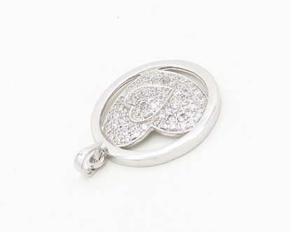 925 Sterling Silver  Cubic Zirconia Sparkling Love Heart Pendant  PT14614