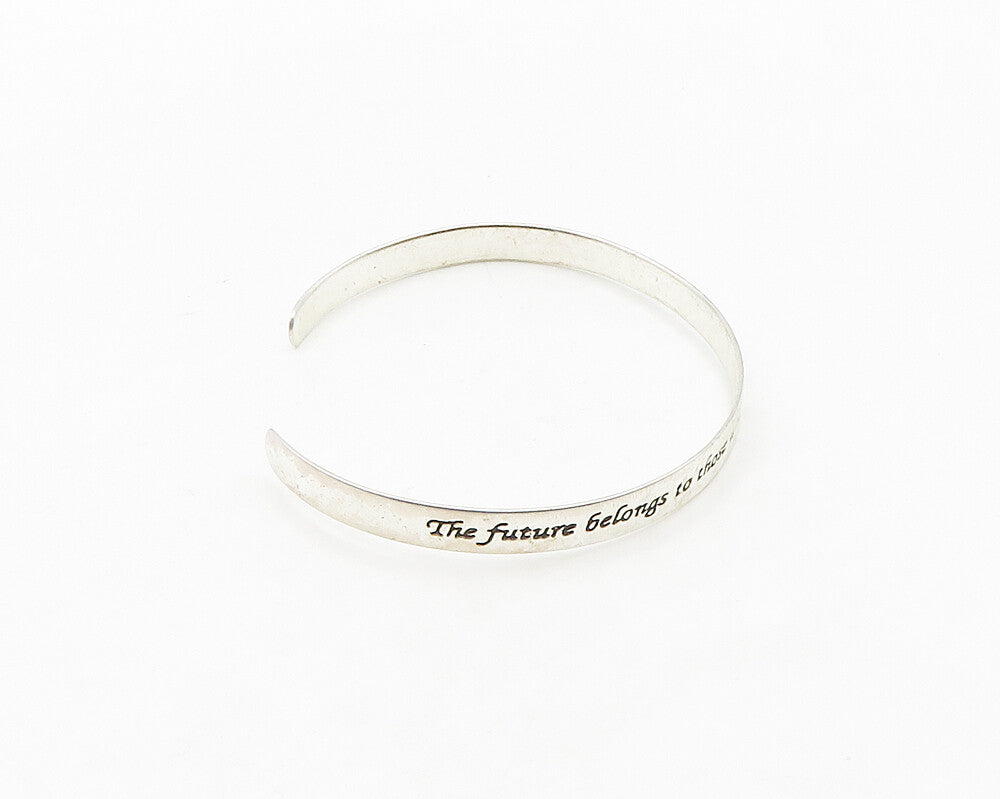 925 LA Sterling Silver  Vintage Believe In Dreams Quote Cuff Bracelet  BT7859