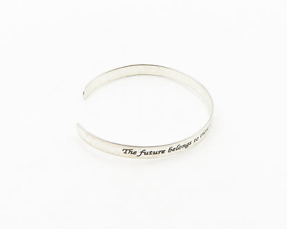 925 LA Sterling Silver  Vintage Believe In Dreams Quote Cuff Bracelet  BT7859