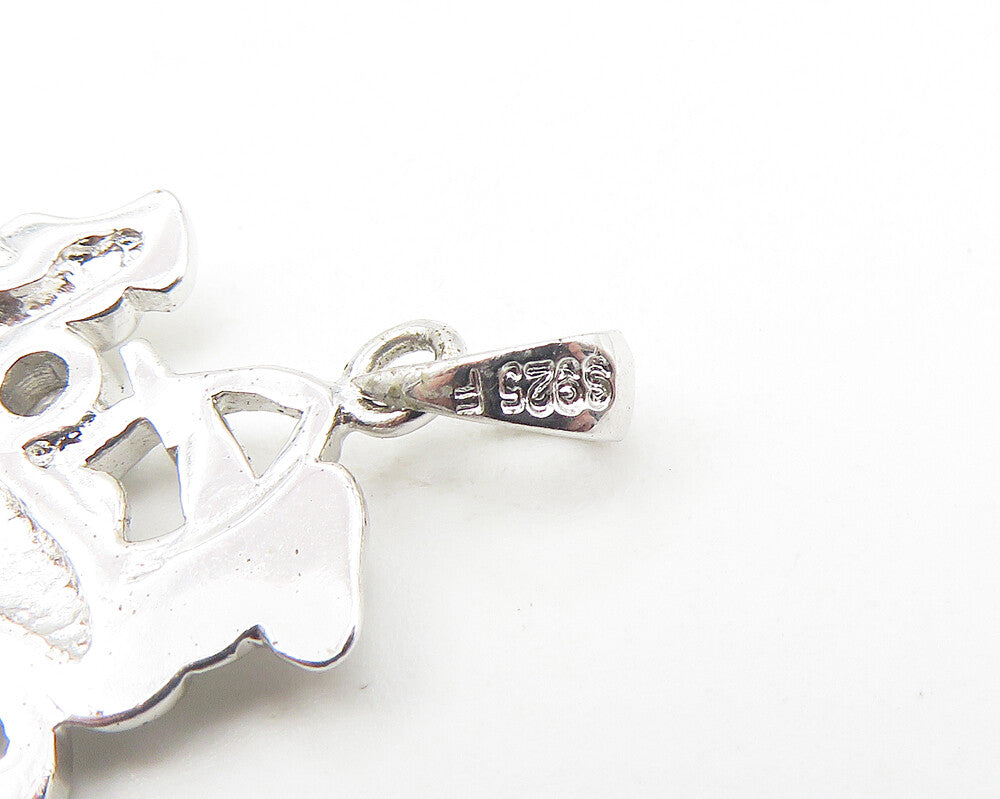 925 Sterling Silver  Petite Topaz Horse & Carriage Shiny Drop Pendant  PT9409
