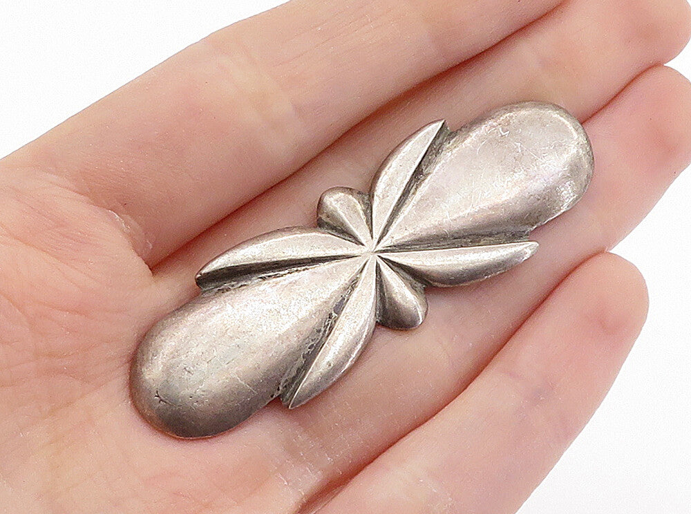 925 Sterling Silver  Vintage Antique Dark Tone Smooth Brooch Pin  BP2562