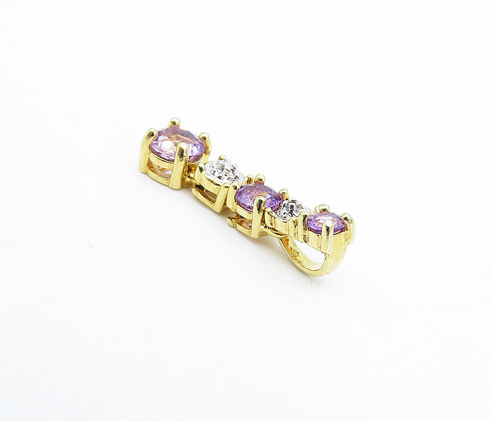 ROSS SIMON 925 Silver  Vintage Genuine Diamond & Amethyst Pendant  PT2761