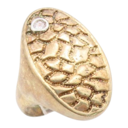 925 Sterling Silver Vintage Ring Gold Plated Topaz Textured  Band  Sz 8  RG35246