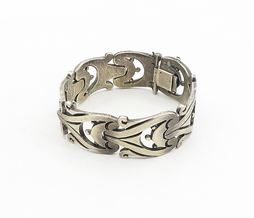 LOS BALLESTEROS 925 Silver Vintage Dark Tone Swirl Chain Bracelet  BT3961