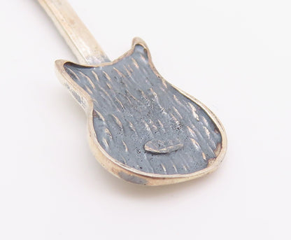 925 Sterling Silver Vintage Brooch Musical Notes & Dangling Instruments  BP11697