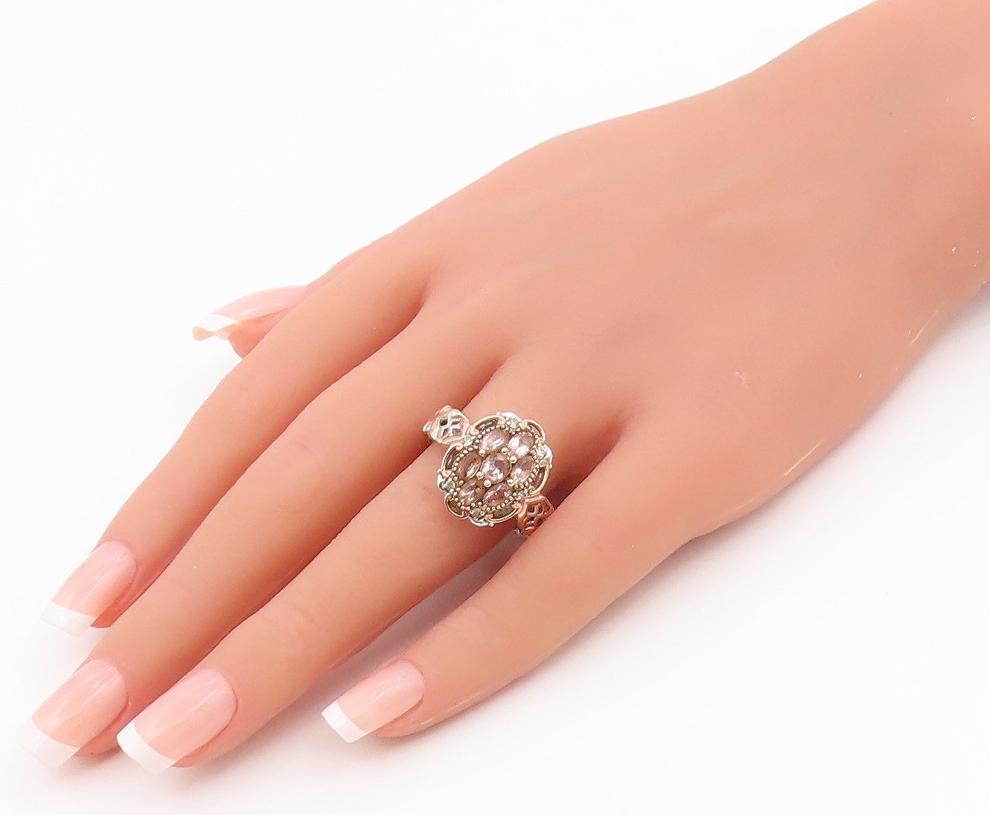 925 Sterling Silver Vintage Ring MICHAEL VALITUTTI Morganite  Sz 11  RG36524