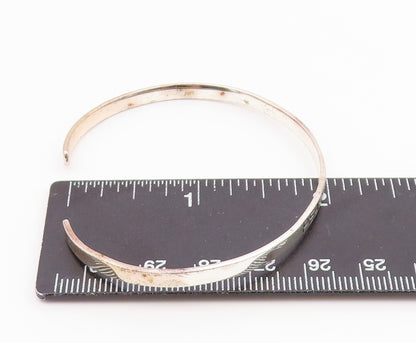 925 Sterling Silver  Vintage Shiny Peace Faith Love Cuff Bracelet  BT8343