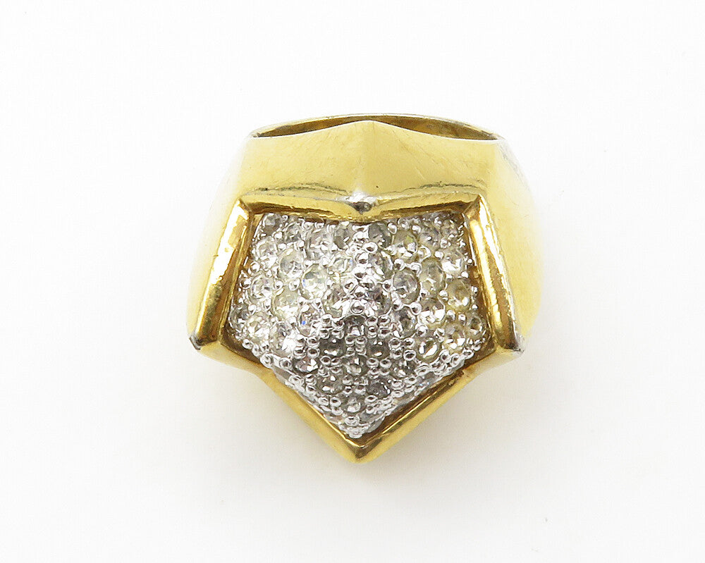 925 Sterling Silver   Vintage Cubic Zirconia Crown Cocktail Ring Sz 6  RG14323