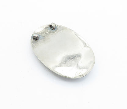 925 Sterling Silver  Vintage Jasper Shiny Flat Oval Slide Pendant  PT5027