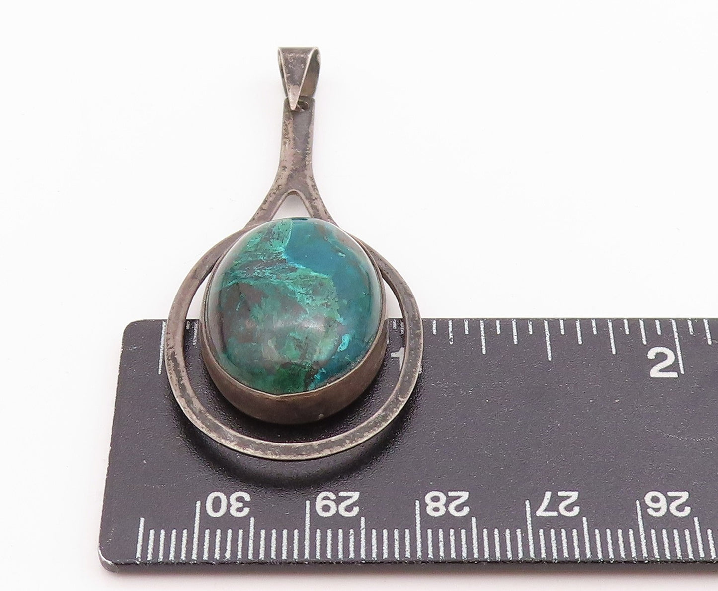 925 Sterling Silver Vintage Pendant ISRAEL Antique Oval Turquoise   PT24546