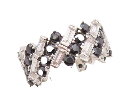 925 Sterling Silver Vintage Ring Designer Spinel & Topaz Bands  Sz 7  RG29995