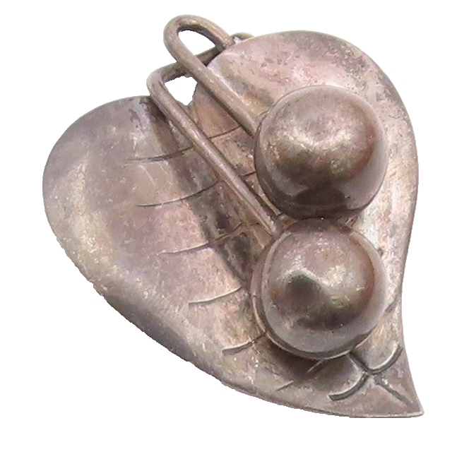 MEXICO 925 Sterling Silver  Vintage Oxidized Floral Leaf Brooch Pin  BP4632