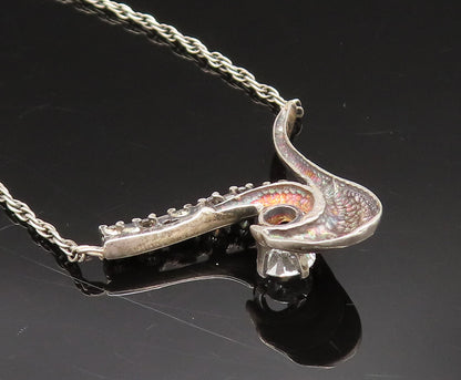 925 Sterling Silver  Vintage Swirl Wrapped Cubic Zirconia Necklace  NE3903