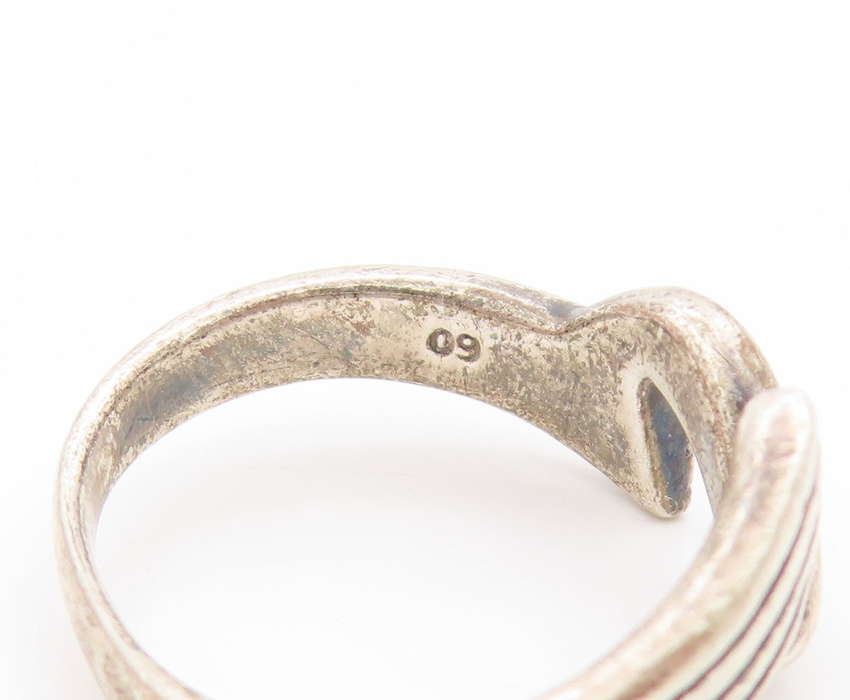 925 Sterling Silver Vintage Ring Etched Serpentine Wave Band  Sz 7.5  RG33756