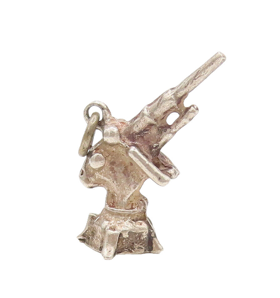 925 Sterling Silver  Vintage Mini 3D Carved Telescope Charm Pendant  PT22380