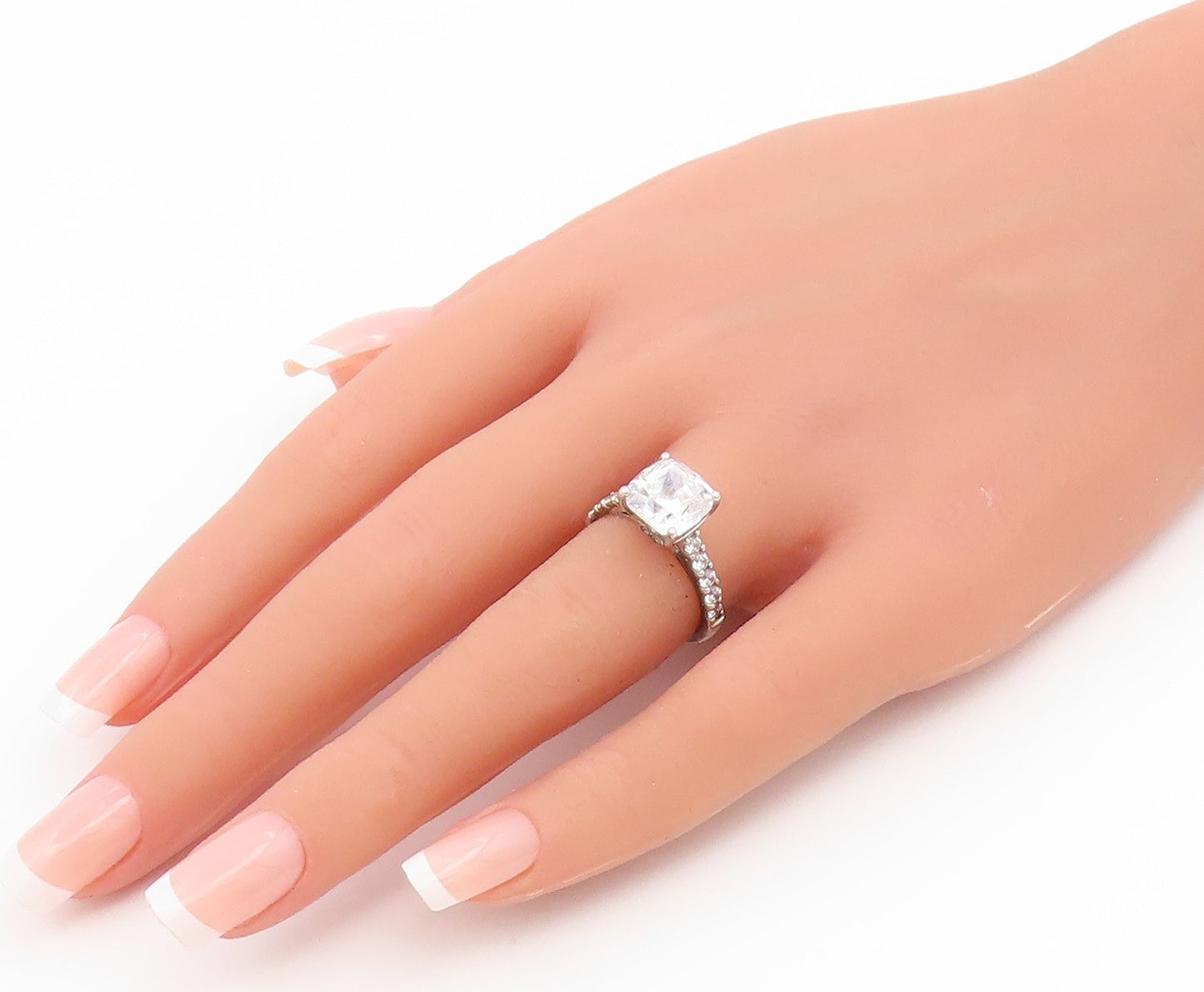 925 Sterling Silver Vintage Ring Elegant CZ Pave Statement Band  Sz 6  RG36933