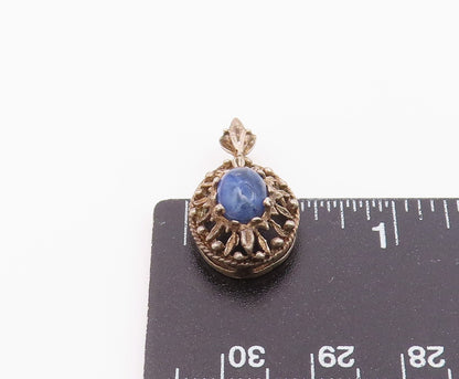 925 Sterling Silver  Vintage Cabochon Sodalite Open Beaded Pendant  PT21142