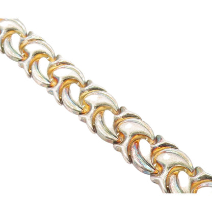 925 Silver  Vintage Brushed & Polished Swirl Abstract Link Bracelet  BT9497
