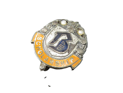 925 Sterling Silver  Vintage Petite Enamel Scholarship Brooch Pin  BP4202