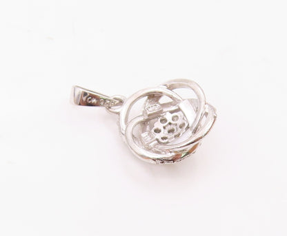 925 Sterling Silver  Genuine Diamonds Floral Knot Design Pendant  PT10373