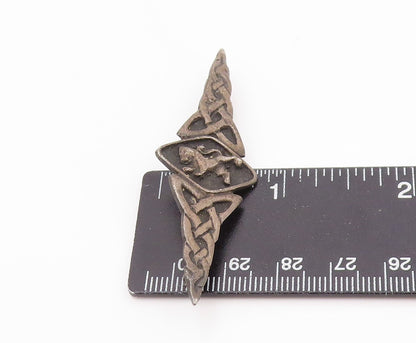 925 Sterling Silver Vintage Brooch Classic Celtic Knot Lion Crest Pin  BP12484
