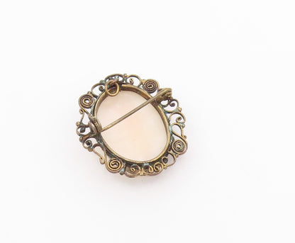 925 Sterling Silver  Vintage Antique Carved Woman Cameo Brooch Pin  BP8963
