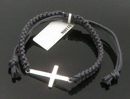 925 Sterling Silver  Religious Cross Adjustable Friendship Bracelet  BT1027