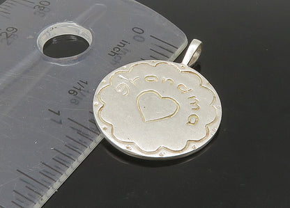 925 Sterling Silver  Vintage Grandma Love Heart Round Pendant  PT18591
