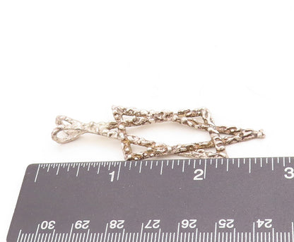 925 Sterling Silver Vintage Pendant Brutalist Cutout Star Of David  PT23878