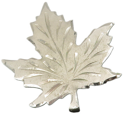 925 Sterling Silver  Vintage Shiny Etched Single Maple Leaf Brooch Pin  BP5092