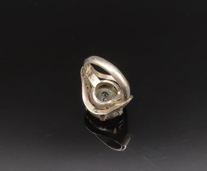MEXICO 925 Sterling Silver Vintage Split Center Smoky Quartz Ring Sz 7 RG25672