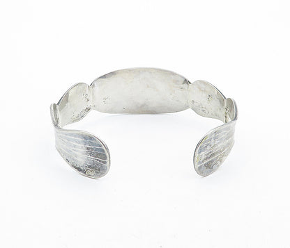 925 Sterling Silver  Vintage Dark Tone Textured Wavy Cuff Bracelet  BT3283