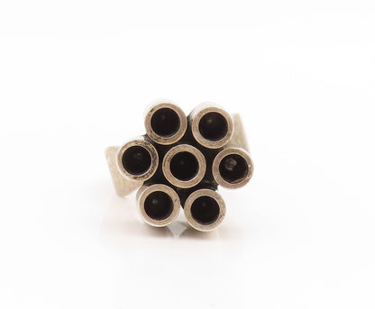 925 Sterling Silver Vintage Ring SWEDEN Geometric Cylinder Cluster Sz 6 RG34693