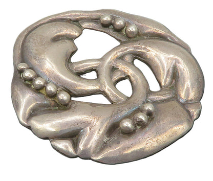 MEXICO 925 Sterling Silver  Vintage Dark Tone Floral Knot Brooch Pin  BP4503
